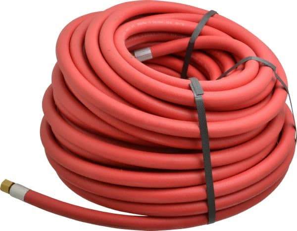 Alliance Hose & Rubber - 3/8" ID x 23/32" OD 100' Long Multipurpose Air Hose - MNPT x FNPT(Swivel) Ends, 300 Working psi, -40 to 190°F, 1/4" Fitting, Red - Apex Tool & Supply