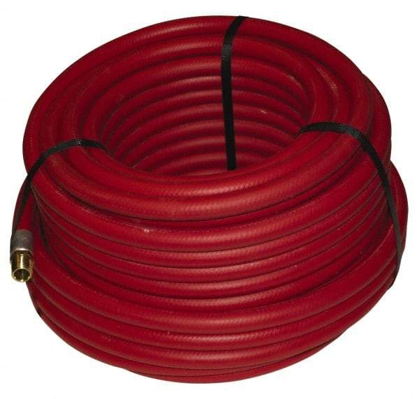 Alliance Hose & Rubber - 1" ID x 1-25/64" OD 100' Long Multipurpose Air Hose - MNPT x FNPT(Swivel) Ends, 300 Working psi, -40 to 190°F, 1" Fitting, Red - Apex Tool & Supply
