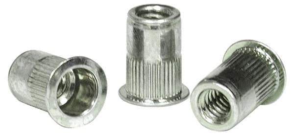 RivetKing - 3/8-16, 0.027 to 0.15" Grip, 17/32" Drill, Aluminum Standard Rivet Nut - Uncoated, Countersunk Head - Apex Tool & Supply