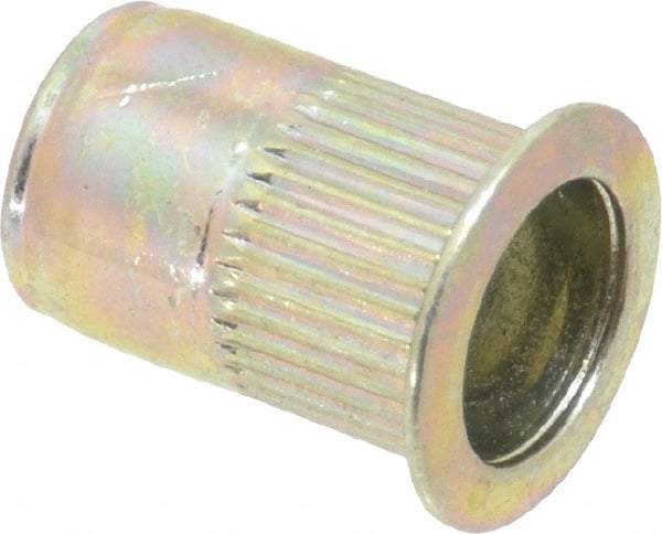 RivetKing - 0.02 to 0.13" Grip, Steel Standard Rivet Nut - Zinc Yellow Dichromate Finish, Full Head Head - Apex Tool & Supply