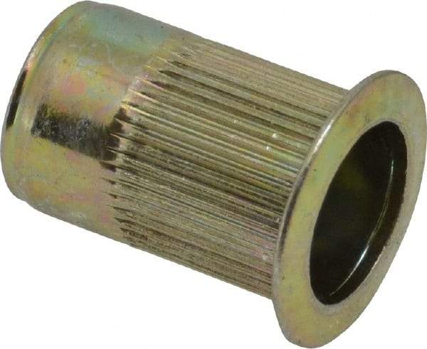 RivetKing - 0.13 to 0.225" Grip, Steel Standard Rivet Nut - Zinc Yellow Dichromate Finish, Countersunk Head - Apex Tool & Supply