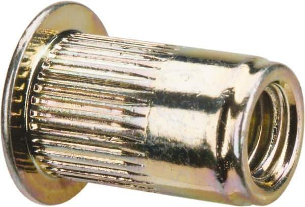 RivetKing - #10-32, 0.02 to 0.13" Grip, Steel Standard Rivet Nut - Zinc Yellow Dichromate Finish, Countersunk Head - Apex Tool & Supply