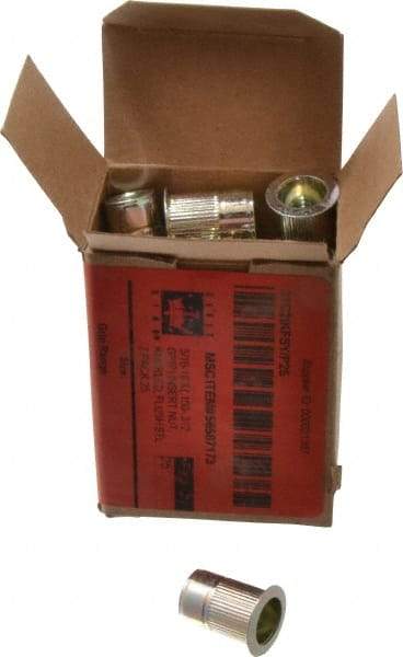 RivetKing - 5/16-18, 0.15 to 0.312" Grip, Steel Standard Rivet Nut - Zinc Yellow Dichromate Finish, Full Head Head - Apex Tool & Supply