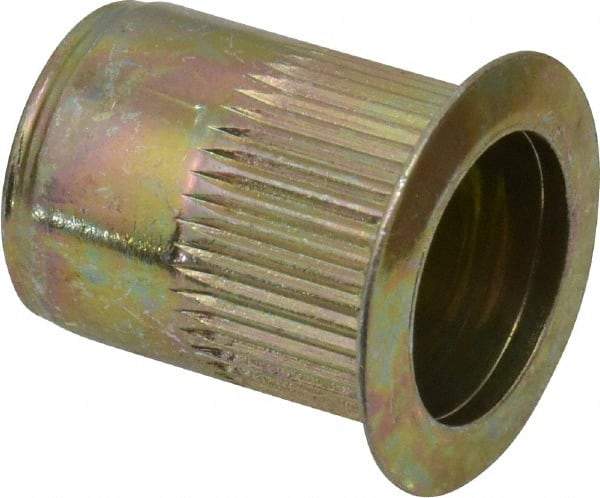 RivetKing - 3/8-16, 0.027 to 0.15" Grip, Steel Standard Rivet Nut - Zinc Yellow Dichromate Finish, Countersunk Head - Apex Tool & Supply