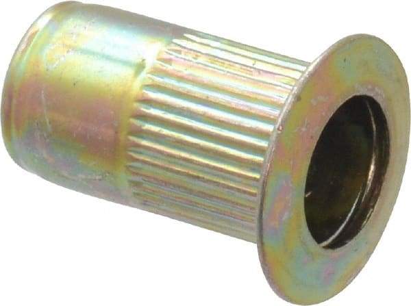 RivetKing - #8-32, 0.08 to 0.13" Grip, Steel Standard Rivet Nut - Zinc Yellow Dichromate Finish, Countersunk Head - Apex Tool & Supply