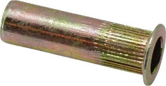 RivetKing - #10-32, 0.13 to 0.225" Grip, 19/64" Drill, Steel Closed End Knurled Rivet Nut - Zinc Yellow Dichromate Finish, Countersunk Head - Apex Tool & Supply