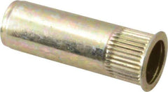 RivetKing - 1/4-20, 0.027 to 0.165" Grip, 25/64" Drill, Steel Closed End Knurled Rivet Nut - Zinc Yellow Dichromate Finish, Countersunk Head - Apex Tool & Supply