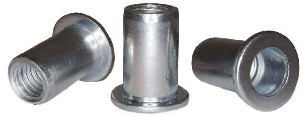 RivetKing - #8-32, 0.12 to 0.16" Grip, #2, Steel Standard Rivet Nut - Zinc Plated, Round Head - Apex Tool & Supply