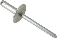 RivetKing - Size 8-14 Dome Head Steel Flush on Both Sides Blind Rivet - Steel Mandrel, 3/4" to 7/8" Grip, 5/8" Head Diam, 0.255" Min Hole Diam, 0.695" Length Under Head, 1/4" Body Diam - Apex Tool & Supply