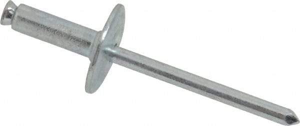 RivetKing - Size 8-18 Dome Head Steel Flush on Both Sides Blind Rivet - Steel Mandrel, 7/8" to 1-1/8" Grip, 5/8" Head Diam, 0.255" Min Hole Diam, 0.82" Length Under Head, 1/4" Body Diam - Apex Tool & Supply