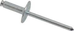 RivetKing - Size 8-18 Dome Head Steel Flush on Both Sides Blind Rivet - Steel Mandrel, 7/8" to 1-1/8" Grip, 5/8" Head Diam, 0.255" Min Hole Diam, 0.82" Length Under Head, 1/4" Body Diam - Apex Tool & Supply