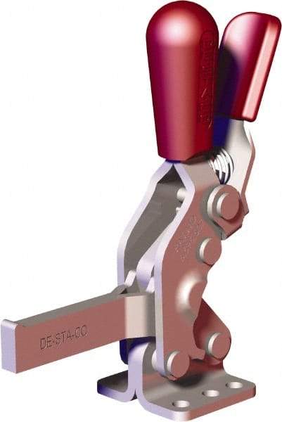 De-Sta-Co - 607 Lb Holding Capacity, Vertical Handle, Manual Hold Down Toggle Clamp - 66° Handle Movement, 75° Bar Opening, Solid Bar, Flanged Base, Carbon Steel - Apex Tool & Supply
