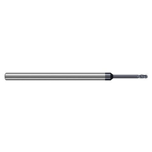 2 mm Dia. × 4 mm Shank × 3 mm DOC × 50 mm OAL, Carbide AlTiN, Stub , 4 Flute, Ballnose End Mill - Exact Industrial Supply