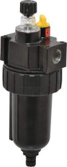 Parker - 3/8" NPT, 250 Max psi Intermediate Micro Mist Lubricator - Metal Bowl with Sight Glass, Zinc Body, 60 CFM, 175°F Max Temp, 2.81" Wide x 7.82" High - Apex Tool & Supply