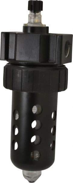 Parker - 1/2" NPT, 150 Max psi Standard Micro Mist Lubricator - Polycarbonate Bowl with Sight Glass, Zinc Body, 90 CFM, 125°F Max Temp, 3.24" Wide x 9.27" High - Apex Tool & Supply