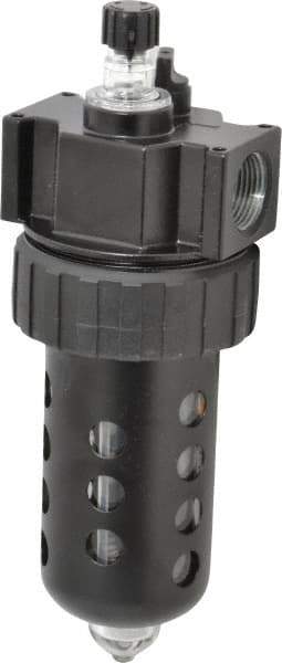 Parker - 3/4" NPT, 150 Max psi Standard Mist Lubricator - Polycarbonate Bowl with Sight Glass, Zinc Body, 90 CFM, 125°F Max Temp, 3.24" Wide x 9.27" High - Apex Tool & Supply