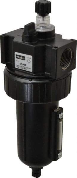 Parker - 3/4" NPT, 250 Max psi Standard Mist Lubricator - Metal Bowl with Sight Glass, Zinc Body, 90 CFM, 175°F Max Temp, 3.24" Wide x 9.27" High - Apex Tool & Supply