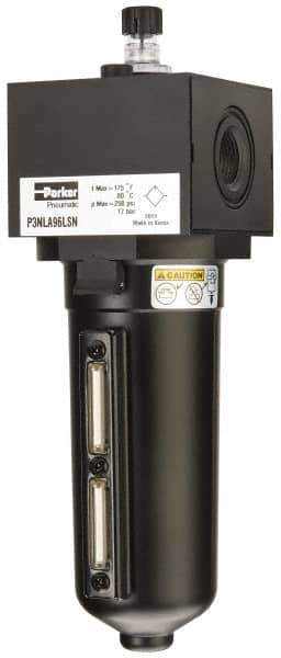 Parker - 3/4" NPT, 250 Max psi Heavy Duty Mist Lubricator - Metal Bowl with Sight Glass, Zinc Body, 240 CFM, 175°F Max Temp, 3.62" Wide x 11.81" High - Apex Tool & Supply