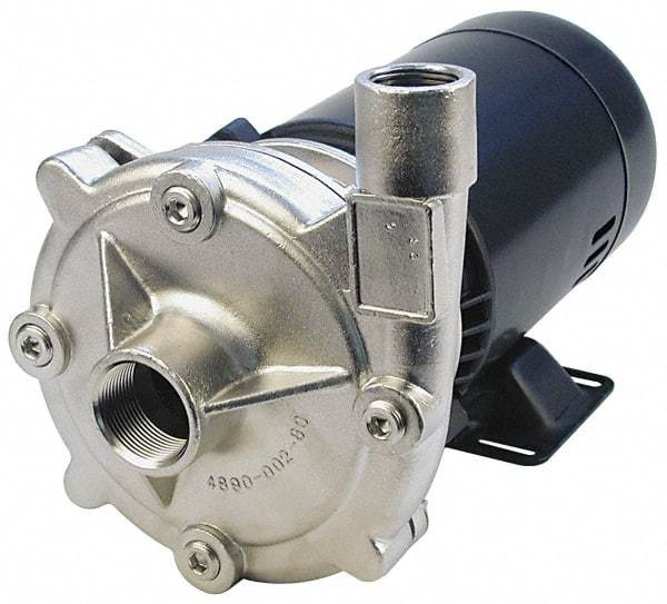 Pentair - ODP Motor, 208-230/460 Volt, 3 Phase, 1/2 HP, Stainless Steel Straight Pump - 1-1/4 Inch Inlet, 1 Inch Outlet, 82 Max Head psi, Stainless Steel Impeller, Viton Seal, 82 Ft. Shut Off - Apex Tool & Supply