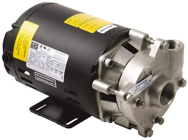 Pentair - ODP Motor, 208-230/460 Volt, 3 Phase, 1/2 HP, Stainless Steel Straight Pump - 1-1/4 Inch Inlet, 1 Inch Outlet, 42 Max Head psi, Stainless Steel Impeller, Viton Seal, 42 Ft. Shut Off - Apex Tool & Supply