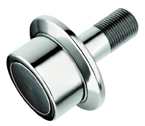 Accurate Bushing - 3-1/2" Roller Diam x 2" Width, 1-1/4" Stud Diam x 2-3/4" Length, Flanged Load Roller - Steel, 1-3/4" Thread Length, 1-1/4-12 Thread, 14,300 Lb Dynamic Cap, 16,000 Lb Static Cap - Apex Tool & Supply