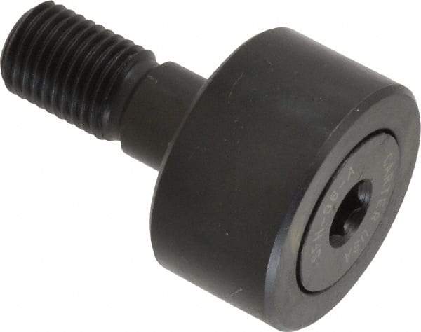 Made in USA - 1-1/8" Roller Diam x 5/8" Width, 7/16" Stud Diam x 1" Length, Stud Cam Follower - Steel, 1/2" Thread Length, 7/16-20 Thread, 1,780 Lb Dynamic Cap - Apex Tool & Supply