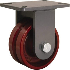 Hamilton - 6" Diam x 2-3/4" Wide, Iron Rigid Caster - 2,500 Lb Capacity, Top Plate Mount, 5-1/4" x 7-1/4" Plate, Tapered Roller Bearing - Apex Tool & Supply