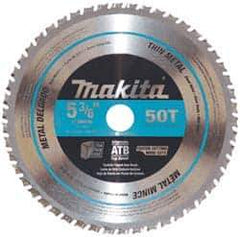 Makita - 5-3/8" Diam, 5/8" Arbor Hole Diam, 50 Tooth Wet & Dry Cut Saw Blade - Carbide-Tipped, General Purpose Action, Standard Round Arbor - Apex Tool & Supply