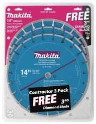 Makita - 14" Diam, 20mm Arbor Hole Diam, Wet & Dry Cut Saw Blade - Diamond-Tipped, Standard Round Arbor - Apex Tool & Supply