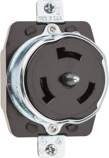 Hubbell Wiring Device-Kellems - 125/250 VAC, 50 Amp, Self Grounding Receptacle - 3 Poles, 4 Wire, Female End, Black - Apex Tool & Supply