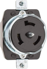 Hubbell Wiring Device-Kellems - 125/250 VAC, 50 Amp, Self Grounding Receptacle - 3 Poles, 4 Wire, Female End, Black - Apex Tool & Supply