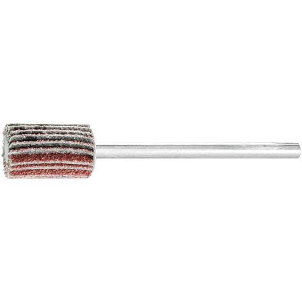 PFERD - 3/8" Diam x 5/8" Face Width, Aluminum Oxide Coated Mounted Flap Wheel - 1/8" Shank Mount, 80 Grit, 75,000 Max RPM - Apex Tool & Supply