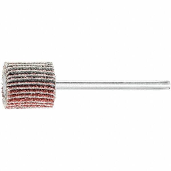 PFERD - 5/8" Diam x 5/8" Face Width, Aluminum Oxide Coated Mounted Flap Wheel - 1/8" Shank Mount, 60 Grit, 50,000 Max RPM - Apex Tool & Supply