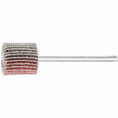 PFERD - 5/8" Diam x 5/8" Face Width, Aluminum Oxide Coated Mounted Flap Wheel - 1/8" Shank Mount, 60 Grit, 50,000 Max RPM - Apex Tool & Supply