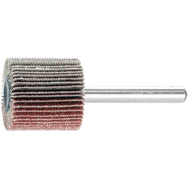 PFERD - 1" Diam x 1" Face Width, Aluminum Oxide Coated Mounted Flap Wheel - 1/4" Shank Mount, 80 Grit, 25,000 Max RPM - Apex Tool & Supply