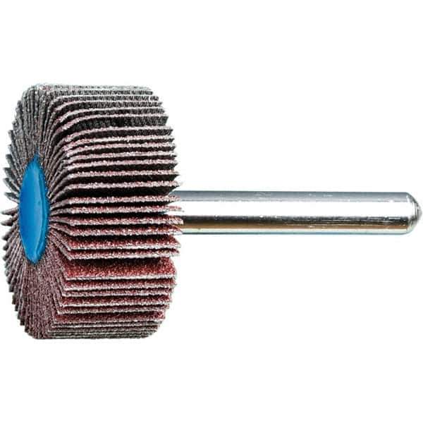 PFERD - 1-3/8" Diam x 5/8" Face Width, Aluminum Oxide Coated Mounted Flap Wheel - 1/4" Shank Mount, 80 Grit, 23,000 Max RPM - Apex Tool & Supply