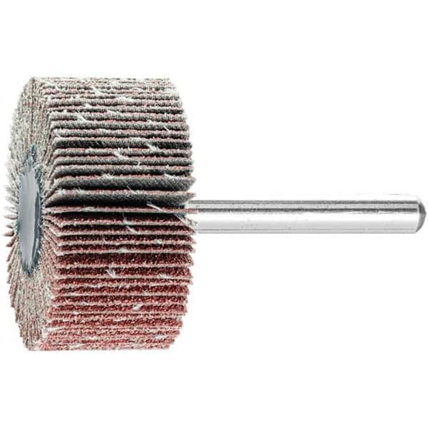 PFERD - 1-1/2" Diam x 1" Face Width, Aluminum Oxide Coated Mounted Flap Wheel - 1/4" Shank Mount, 80 Grit, 23,000 Max RPM - Apex Tool & Supply