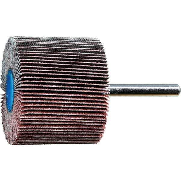 PFERD - 2" Diam x 1-1/2" Face Width, Aluminum Oxide Coated Mounted Flap Wheel - 1/4" Shank Mount, 80 Grit, 15,000 Max RPM - Apex Tool & Supply