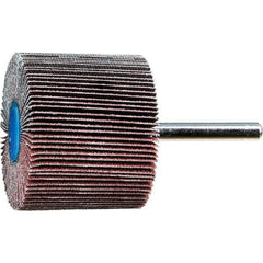 PFERD - 2" Diam x 1-1/2" Face Width, Aluminum Oxide Coated Mounted Flap Wheel - 1/4" Shank Mount, 80 Grit, 15,000 Max RPM - Apex Tool & Supply