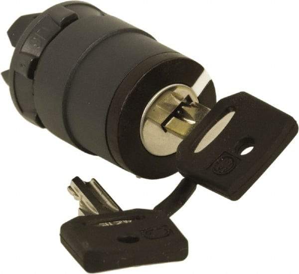 Schneider Electric - 22mm Mount Hole, 2 Position, Key Operated, Selector Switch Only - Black, Momentary (MO), Nonilluminated, Shock, Vibration and Water Resistant - Apex Tool & Supply