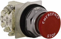 Schneider Electric - 30mm Mount Hole, Extended Straight, Pushbutton Switch with Contact Block - Red Pushbutton, Momentary (MO) - Apex Tool & Supply