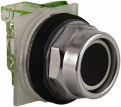 Schneider Electric - 30mm Mount Hole, Extended Straight, Pushbutton Switch with Contact Block - Black Pushbutton, Momentary (MO) - Apex Tool & Supply