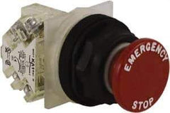 Schneider Electric - 30mm Mount Hole, Extended Straight, Pushbutton Switch with Contact Block - Red Pushbutton, Momentary (MO) - Apex Tool & Supply