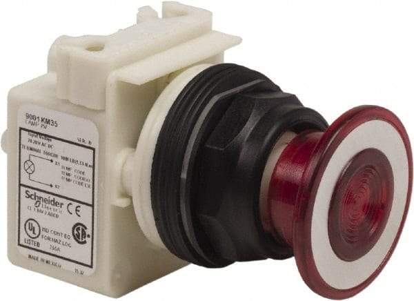 Schneider Electric - 30mm Mount Hole, Extended Straight, Pushbutton Switch Only - Red Pushbutton, Maintained (MA) - Apex Tool & Supply