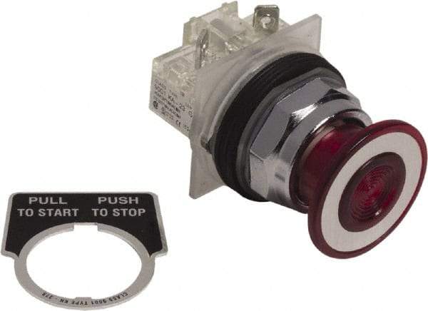Schneider Electric - 30mm Mount Hole, Extended Mushroom Head, Pushbutton Switch Only - Round, Red Pushbutton, Nonilluminated, Maintained (MA), On-Off - Apex Tool & Supply