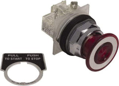 Schneider Electric - 30mm Mount Hole, Extended Mushroom Head, Pushbutton Switch Only - Round, Red Pushbutton, Nonilluminated, Maintained (MA), On-Off - Apex Tool & Supply