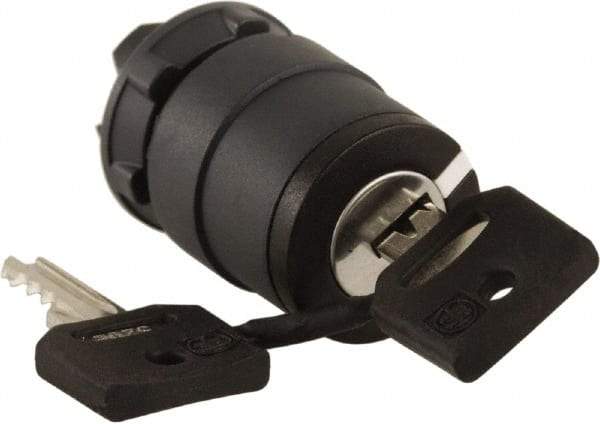 Schneider Electric - 22mm Mount Hole, 2 Position, Key Operated, Selector Switch Only - Black, Momentary (MO), Nonilluminated, Shock, Vibration and Water Resistant - Apex Tool & Supply