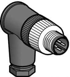 Telemecanique Sensors - 3 Amp, M12 4 Pin Elbowed Male Field Attachable Connector Sensor and Receptacle - 125 VAC, 150 VDC, IP67 Ingress Rating - Apex Tool & Supply