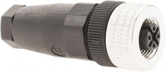 Telemecanique Sensors - 3 Amp, M12 5 Pin Female Straight Field Attachable Connector Sensor and Receptacle - 30 VAC, 36 VDC, IP67 Ingress Rating - Apex Tool & Supply