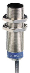 Telemecanique Sensors - NPN, PNP, NC, 5mm Detection, Cylinder, Inductive Proximity Sensor - 2 Wires, IP67, 12 to 24 VDC, M18x1 Thread, 53mm Long - Apex Tool & Supply
